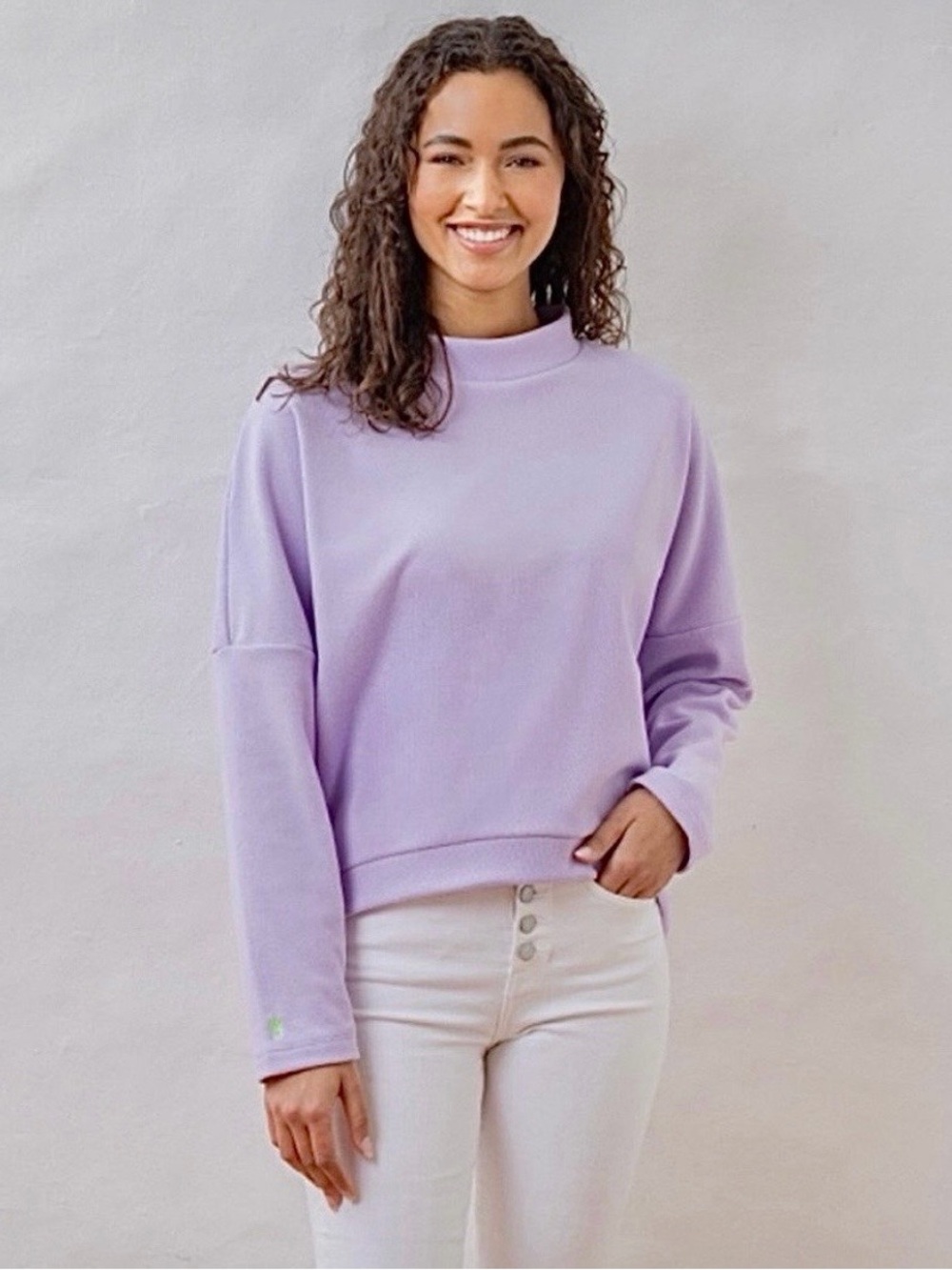 Dudley Stephens Lavender Mock-Neck Sweatshirt Women New